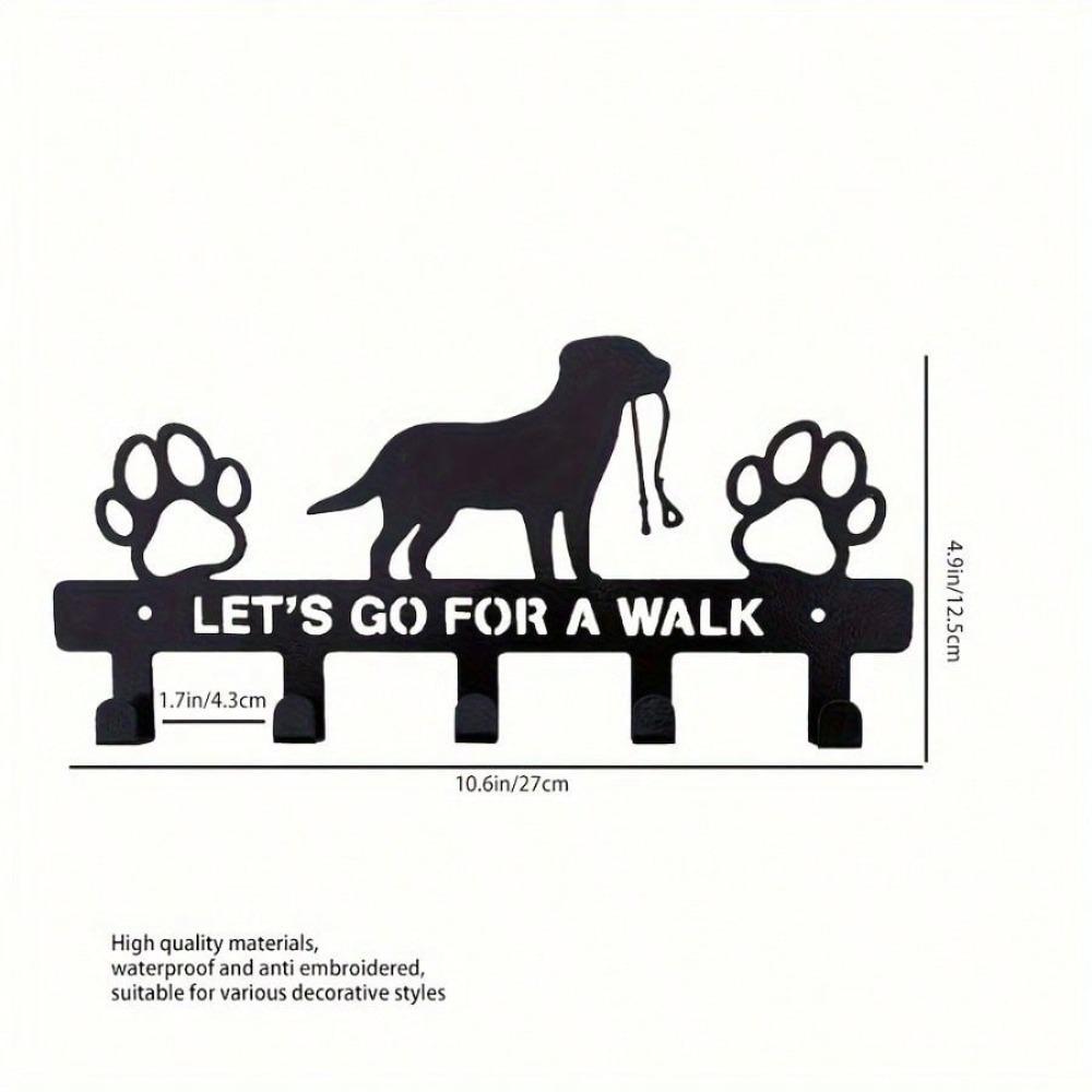 Metal Dog Key Holder Wall Mount Coat Hat Rack Garage Door Decor