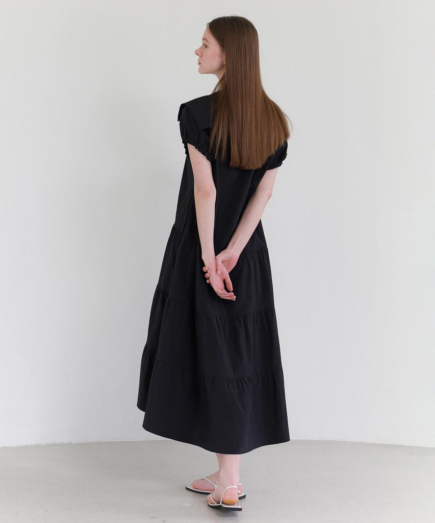 Ost Kaka Sailor Collar Tiered Maxi Dress Black