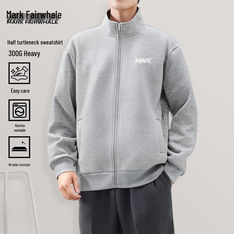 Mark Fairwhale Men's Heavyweight Letter Print Stand-Collar Zipper Jacket