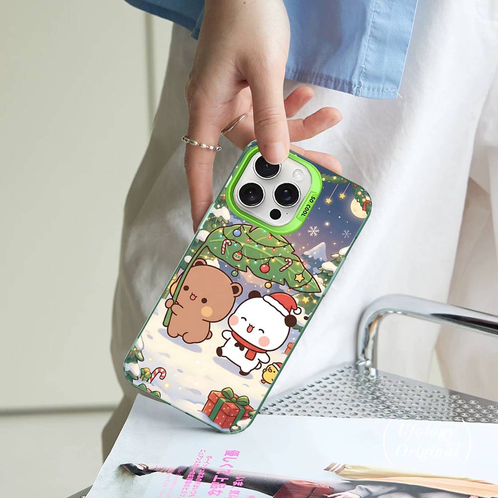 Cute Bubu Dudu For IPhone 11 12 13 14 15 16 17 Pro Max Plus Colorful Black Matte Phone Cover
