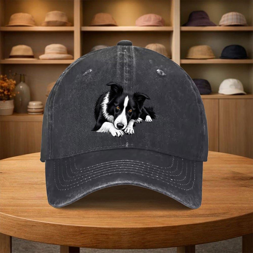 Leichte Baseballkappe im Streetstyle mit Border Collie Hundemuster-Design, geeignet für alle Jahreszeiten, für Partys, Picknicks, Cam