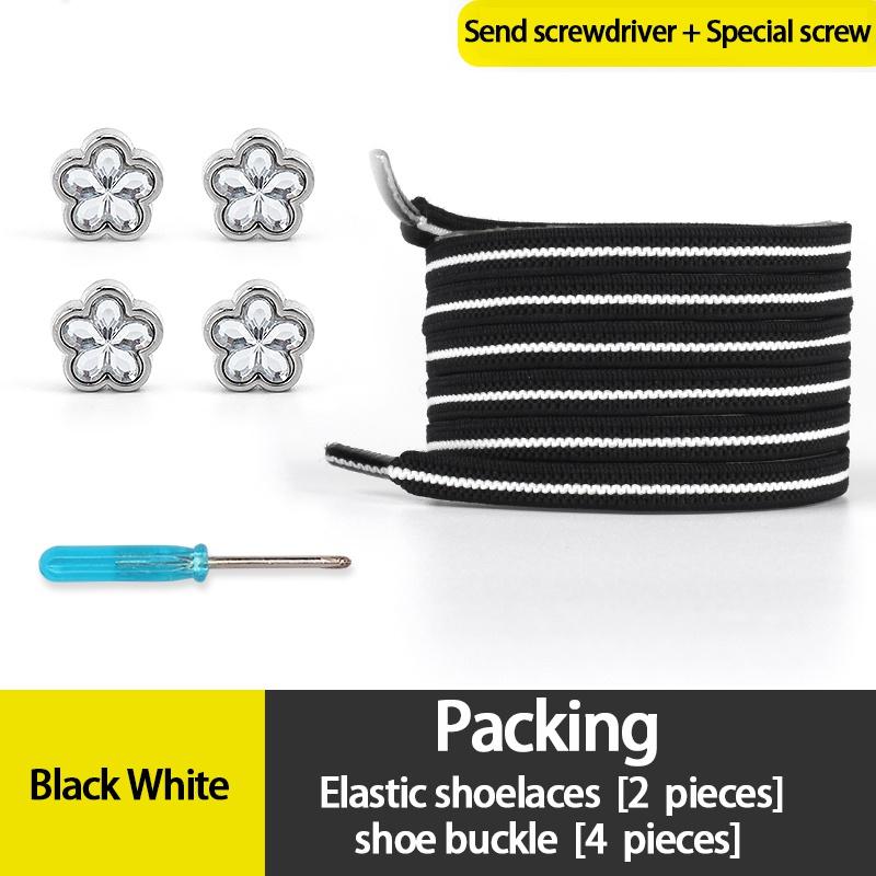 

NO.8 4 шт., металлические замки с цветком сливы, без завязок, шнурки с резинками, ромбовидные пряжки для обуви, эластичные шнурки, кроссовки, ленивые спортивные шнурки