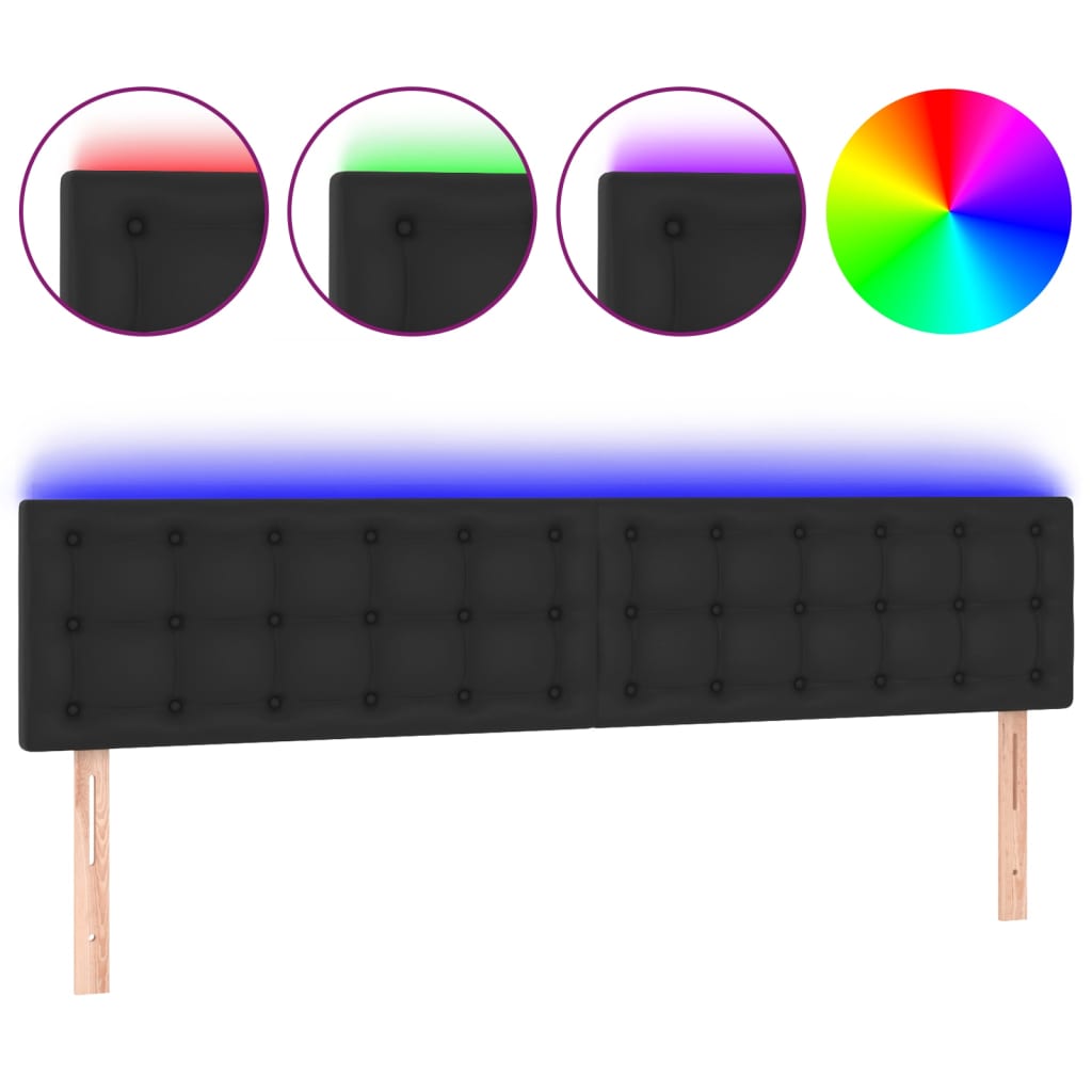 Vidaxl Zagłówek Do Łóżka Z Led, Czarny, 160X5X78/88 Cm, Sztuczna Skóra