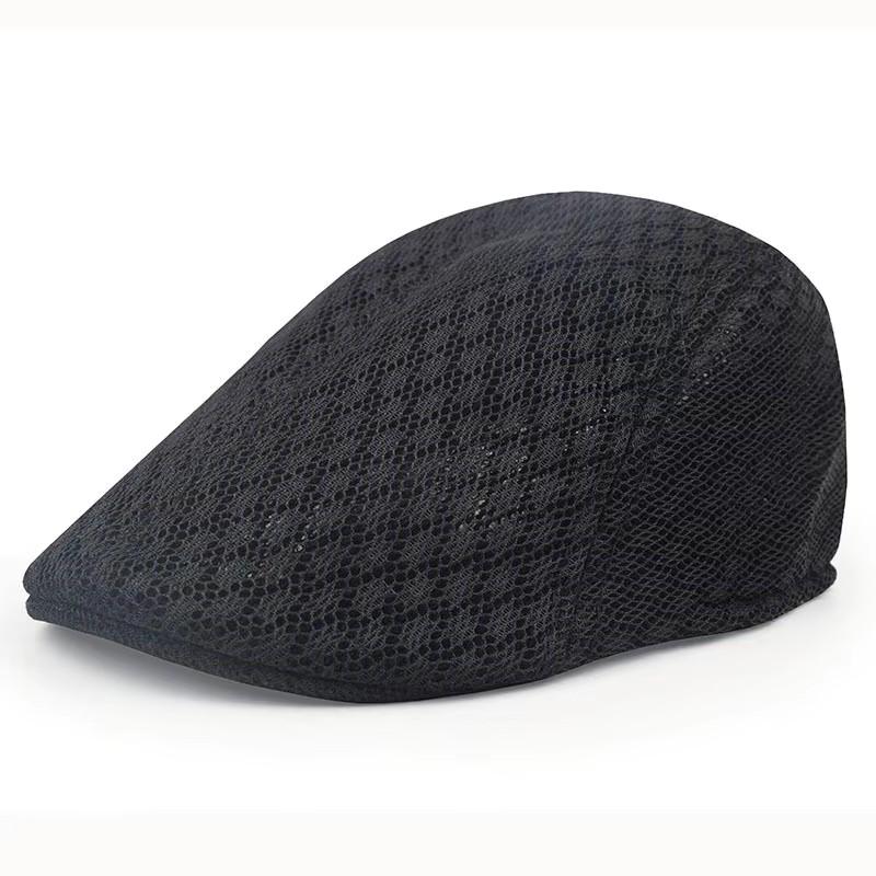Mesh Hat Men Newsboy Flat Cap Simple Plain Color Mesh Cap Breathable Summer Hunting Driver Golf Beret Mesh Hat
