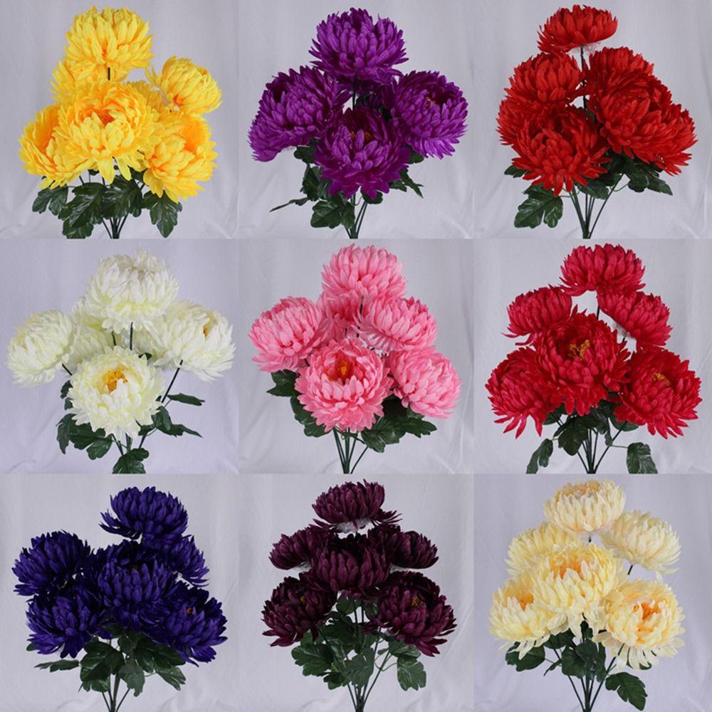 7Head Artificial Flower DIY Flower Silk Chrysanthemum Bouquet Worship Supplies Floral Arrangement Flowers Bouquet
