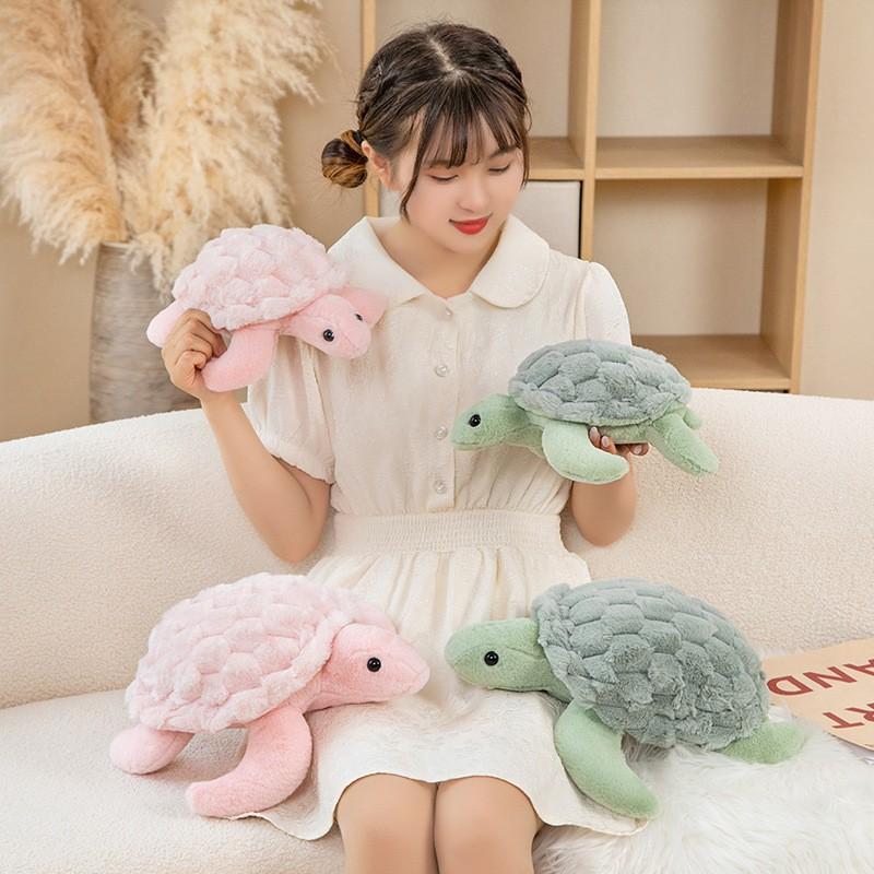 28/38cm Kawaii Plush Turtle Peluche Hairy Stuffed Soft Animal Doll Tortoise Appease Pillow Toy For Baby Christmas Birthday Gifts