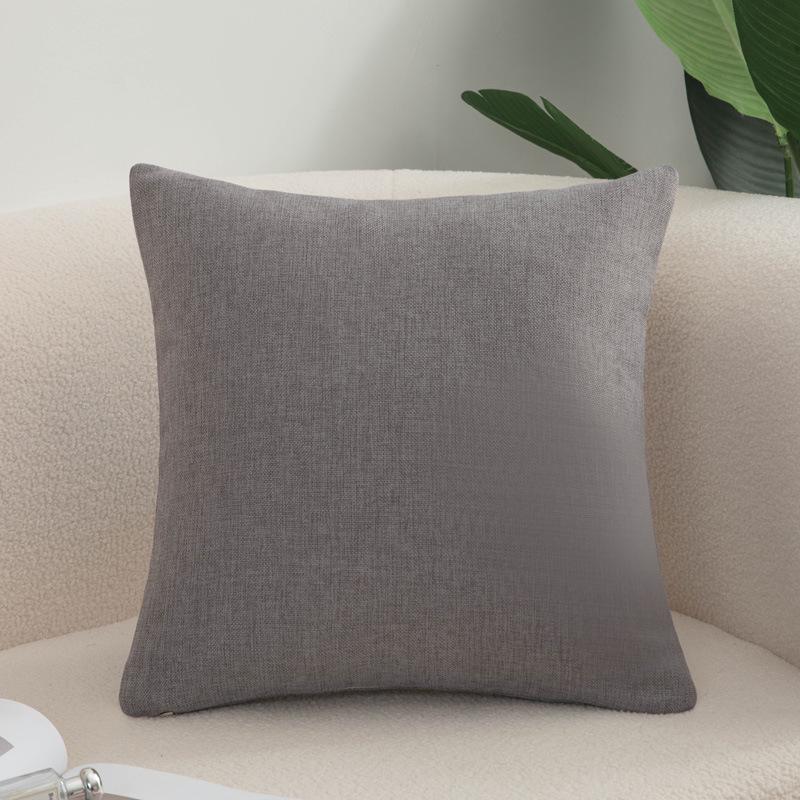 Modern Minimalist Solid Color Cotton Linen Throw Pillow for Sofa, Bed, or Office - Square Lumbar Cushion