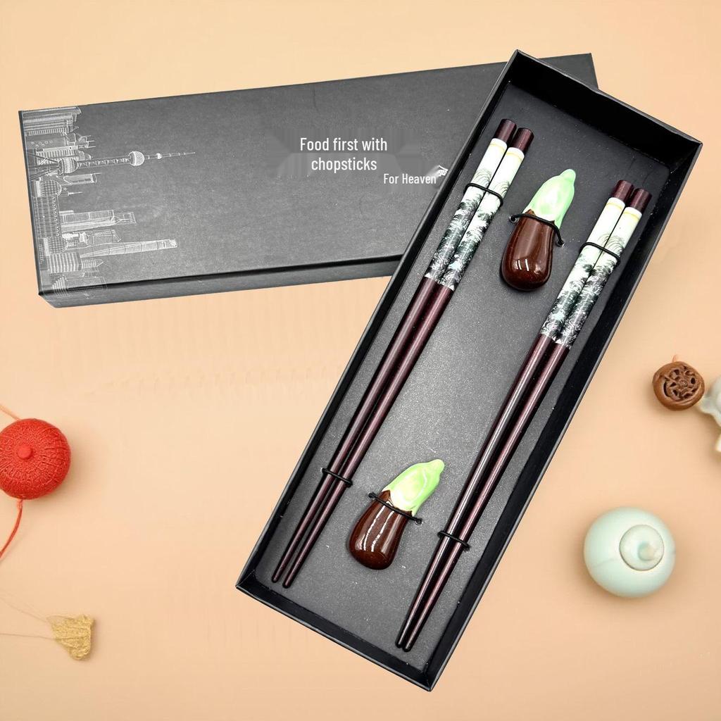Chinese Style Wooden Chopsticks Gift Set - 2 Pairs for Travel Souvenir or Business Gift