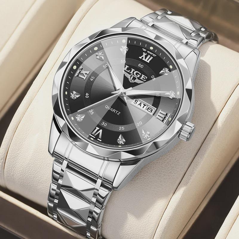 Fashion Simple Quartz Man Watch Luxury Business Steel Band Casual Sports Waterproof Date Weeks Watches