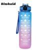 1000ml Motivational Sports Water Bottle Straw Bottle Leakproof Gradient Time Marker Drinkware for Gym Outdoor