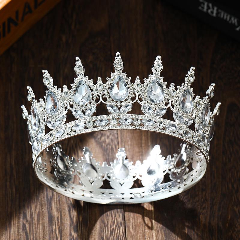 Baroque Alloy Teardrop Crown Headpiece for Bridal Photography and Coming-of-Age Celebrations