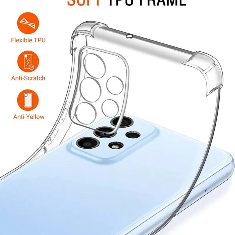 Original Clear Silicone Case For Galaxy Samsung S24 S23 S22 S21 Ultra FE Plus Ultra Thin Crystal Soft TPU Cover A14 A34 A54 5G