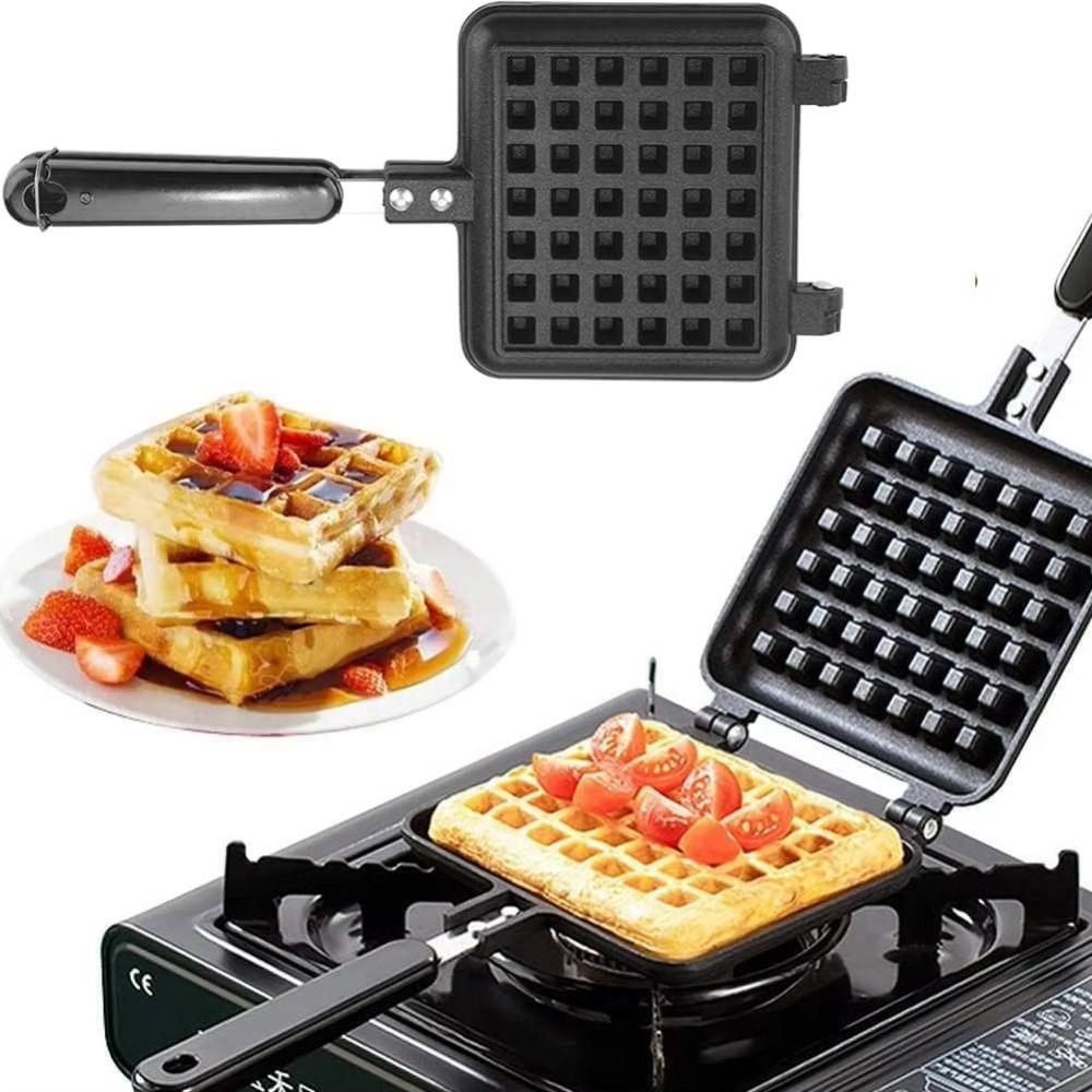 Square Waffle Baking Mold Long Handle Waffle Maker Machine Easy Clean Toast Frying Pan  Stove Top