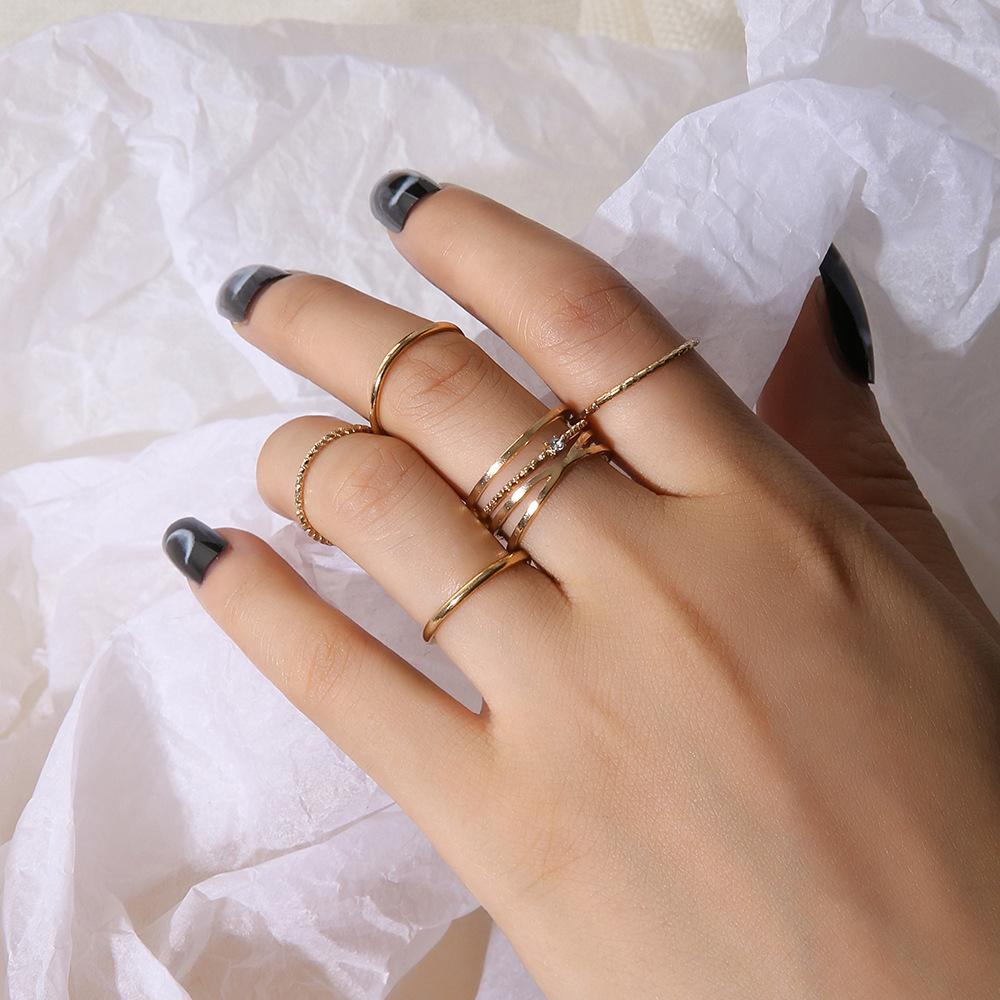 New Product, Multi-Layer Diamond-Set Open Ring, Cold Wind 5-Piece Set, Joint Ring For Women