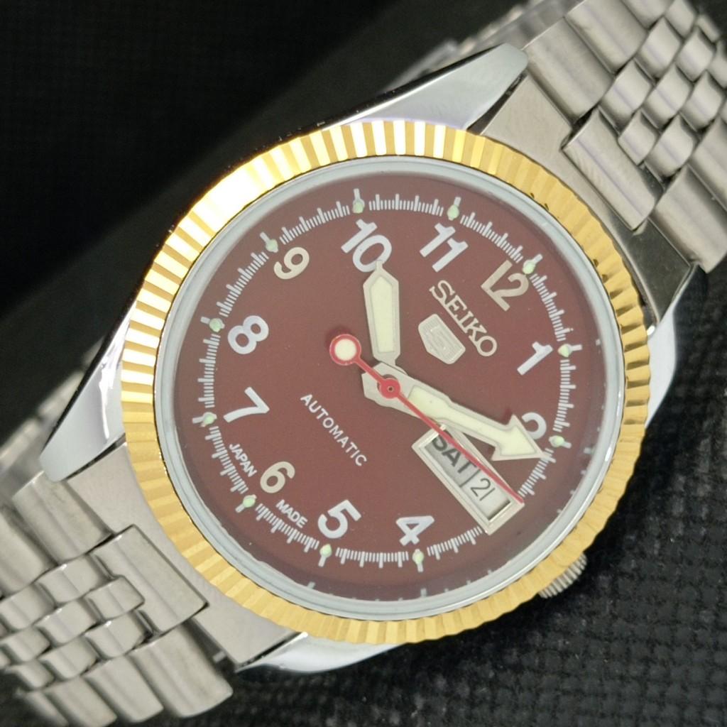 BRUKT SEIKO 5 AUTOMATISK JAPAN HERRE KLOKKE SJELDEN GYLDEN URVERK 575a-a304886-9 SKU575a-a304886
