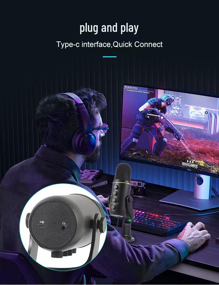 USB Condenser Microphone for Streaming, Gaming, and Video Conferencing – Noise Reduction, Desktop Compatible