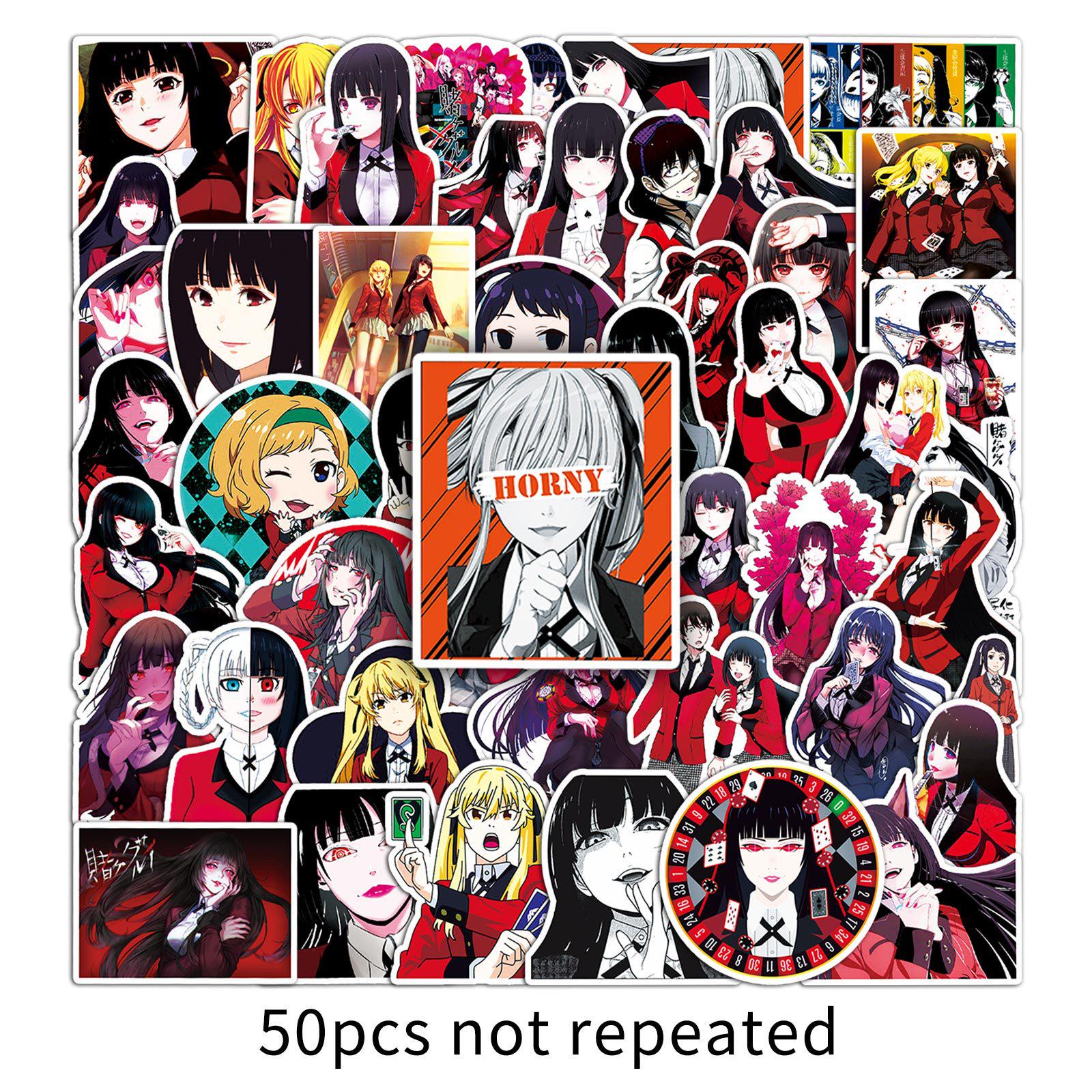 50 Kakegurui Anime Character Stickers for Personalizing Notebooks, Diaries, or Suitcases