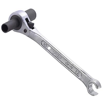 TOP Kogyo (TOP) Hanging Band Wrench 10x13mm (Ratchet) 12mm (Flare Nut Wrench) with Box End for Plumbing and Pipework PHW-1013-3 Made In Tsubame-Sanjo,
