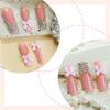 24 Pezzi Eleganti Unghie Finte Lunghe Quadrate con Carini Fiocchi 3D e Design con Strass Facile Applicazione Unghie a Pressione per Donne