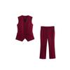 Women's European & American Style V-Neck Sleeveless Vest + Casual Pants Solid Color Set
