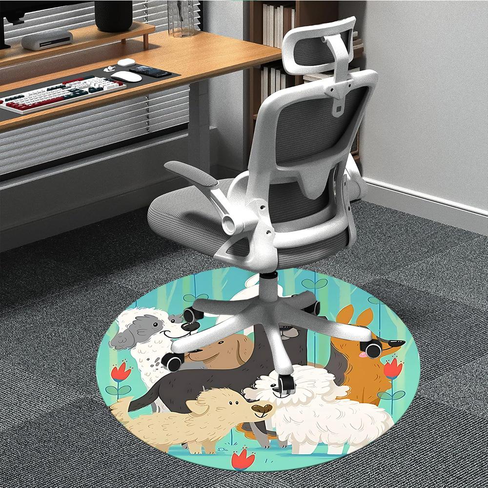 1PC Dogs Park Office Round Area Rug, Mat Suitable For Office, Under Office Chairs Bedroom Living Room Home Decor, Room Deco