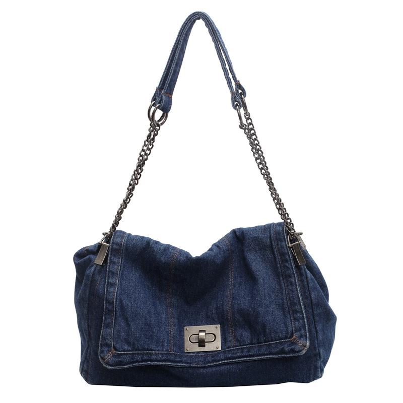 Denim Bag Women's Summer New Fashion Chain Bag Large Capacity Tote Bag Single Shoulder Oblique Span Bag