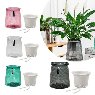 New Self Watering Lazy Plant Pot Including Liner Resin Hydroponic Planter Garden Supplies Potted Flower Pot