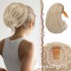 Damen 6-Zoll Kordelzug-Stil kurz innerer Knopf Pferdeschwanz leicht gelockt flauschige Perücke
