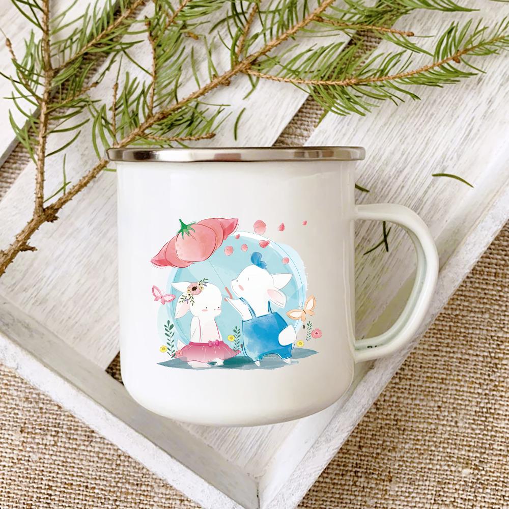 

Easter Bunny Eggs Enamel Cocoa Coffee Mugs Adult Child Party Beer Drink Juice Cups Cute Cartoon Breakfast Milk Mug Easter Gifts 360ML
