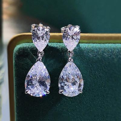S925 100% srebro kropla wody wysokowęglowe diamentowe kolczyki dla kobiet musujące wesele elegancka biżuteria na prezent