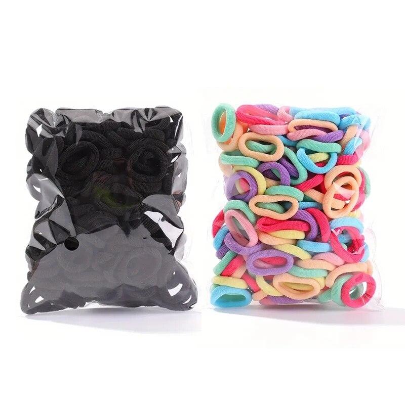 

100Pcs Kids Elastic Hair Bands Girls Sweets Scrunchie Rubber Band for Children Hair Ties Clips Headband Baby Hair Accessories