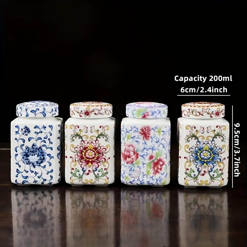 Ceramic Seal Jars Floral Portable Nut Kitchen Organization Nut Storage Coffee Bin Container Fliptop Jars Kitchen Decoration