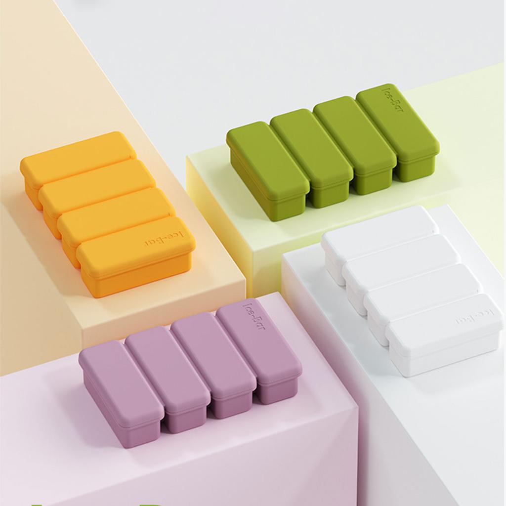 4 Cells Silicone Ice Cubes Trays With Lid Diy Homemade Popsicle Mould Food Freezing Container For Cocktail Freezer Kitchen Tools