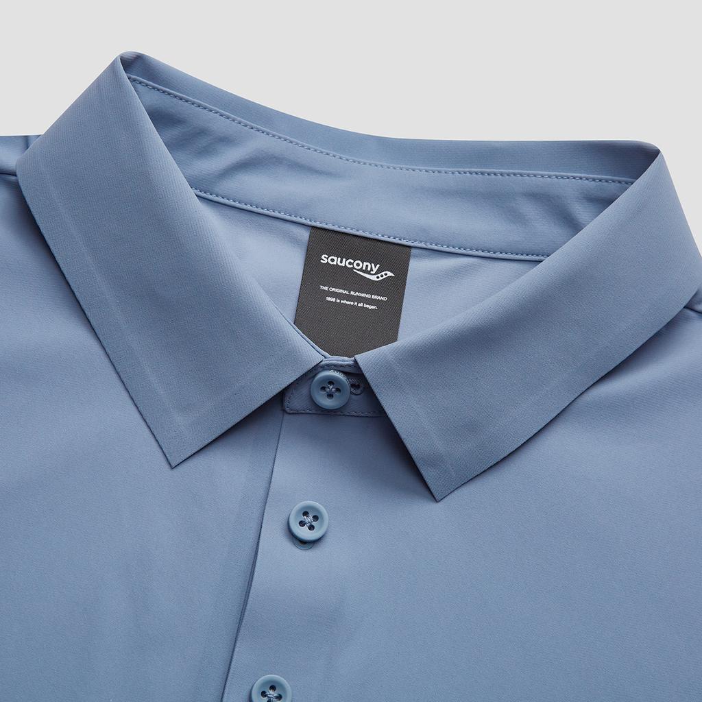 SAUCONY Solid Color Pullover Polo Shirt Men Tops SA2269SP42L-BL173