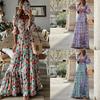 European and American Women's Clothing Spring New Temperament V-neck Bohemian Printed Pendulum Dress