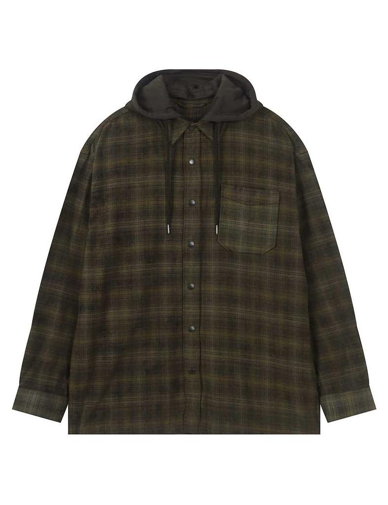 BUCKAROO Flannel Check Hoodie Khaki