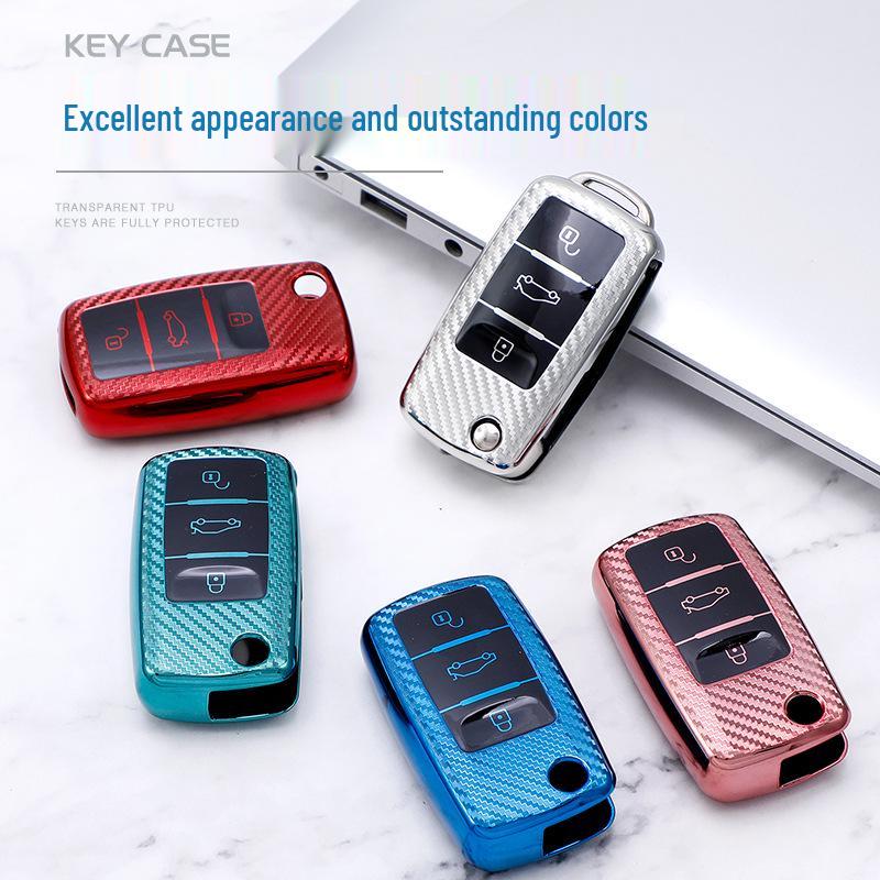 Carbon Fiber Key Fob Cover for Volkswagen Polo, Lavida, Sagitar, Tiguan, Weiling