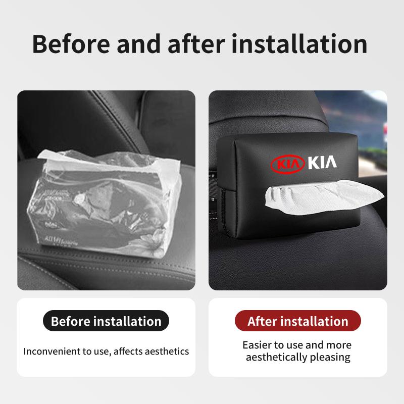 Car Tissue Box Cover Leather Paper Towel Storage Bag For KIA Sorento Stinger Soul Spectra Niro Cadenza Sephia