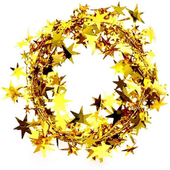 25 Ft Star Garland Christmas Tree Ornament Tinsel Wire Garland Home Baby Shower Christmas New Year Wedding Birthday Party Decoration Festive