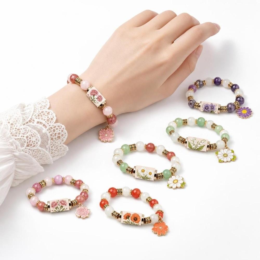 Elastic Hummingbird Bracelet with Pendant Beaded Bracelet Metal Tube Crystal Bracelet Party Favors