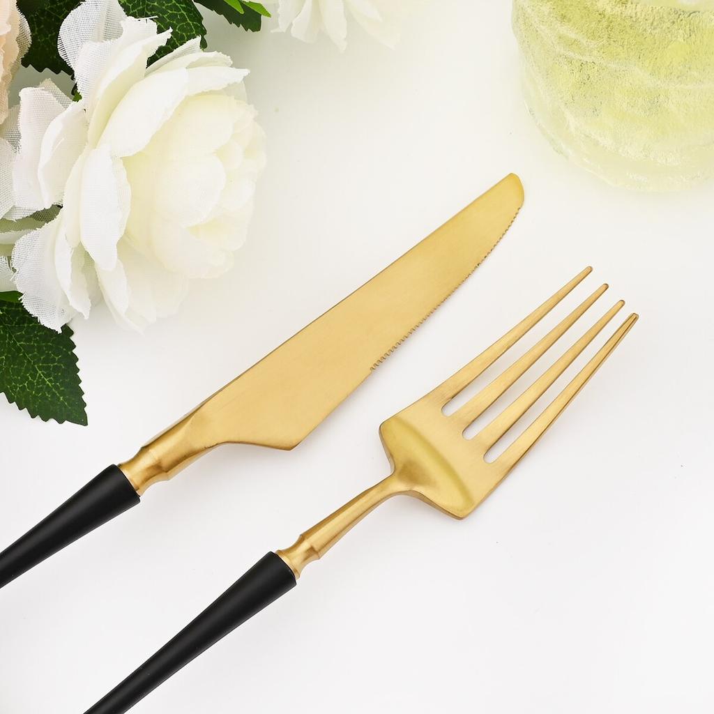 6Pcs White Gold Cutlery Set Western Tableware Set 304 Stainless Steel Dinnerware Dessert Fork Knives Spoon Kitchen Flatware Set