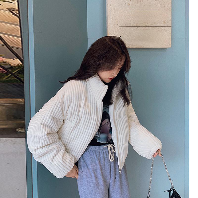 Loose Corduroy Padded Jacket Women Small Short Padded Jacket Female Warm Bread Cotton Coat