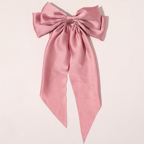 Damen Haarnadel Große Schleife Einfarbig Elegant Doppellagig Lange Haardekoration Pferdeschwanz-Clip Satin Vintage Haarspange Haaraccessoires