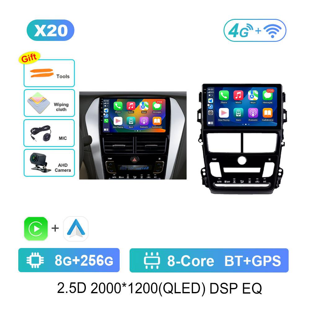 Car Radio Multimedia Player Android 14 Intelligent System for Toyota Vios Yaris 2018 - 2020 GPS 4G WiFi Bluetooth Split Screen
