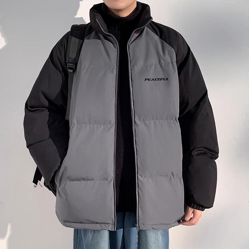 Striped Thickened Down Cotton-padded Jacket for Men's Winter New Winter Trendy Brand Jacket Warm Bread Cotton-padded Jacket