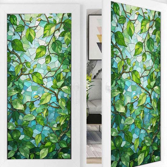 Sticker pour Vitre Statique, Film pour Fenêtre Texture Fleur en Verre Coloré, Autocollant de Fenêtre Imperméable Anti-poussière Bloquant les Rayons UV pour la Décoration de la Maison