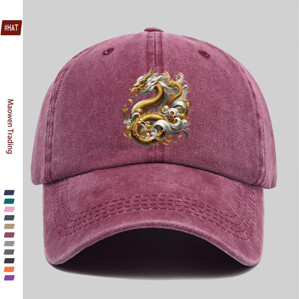 pc Unisex Dragons Golden Cloud Pattern Fashion Printed Baseball Cap Comfortable and Casual Printed Design Decorative Hat Com