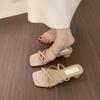 Crossed Open-toed Suede Slippers Women's 3cm Small Thick Heel Not Tired Feet Sandals