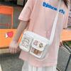New Japanese soft girl cute small bag vintage girl student bag embroidered bear canvas bag female messenger bag