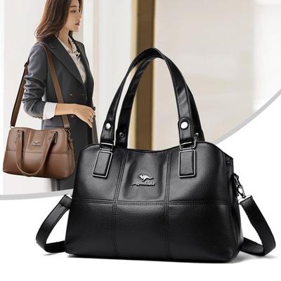 Borsa a mano capiente con patchwork in pelle morbida borsa a spalla da donna